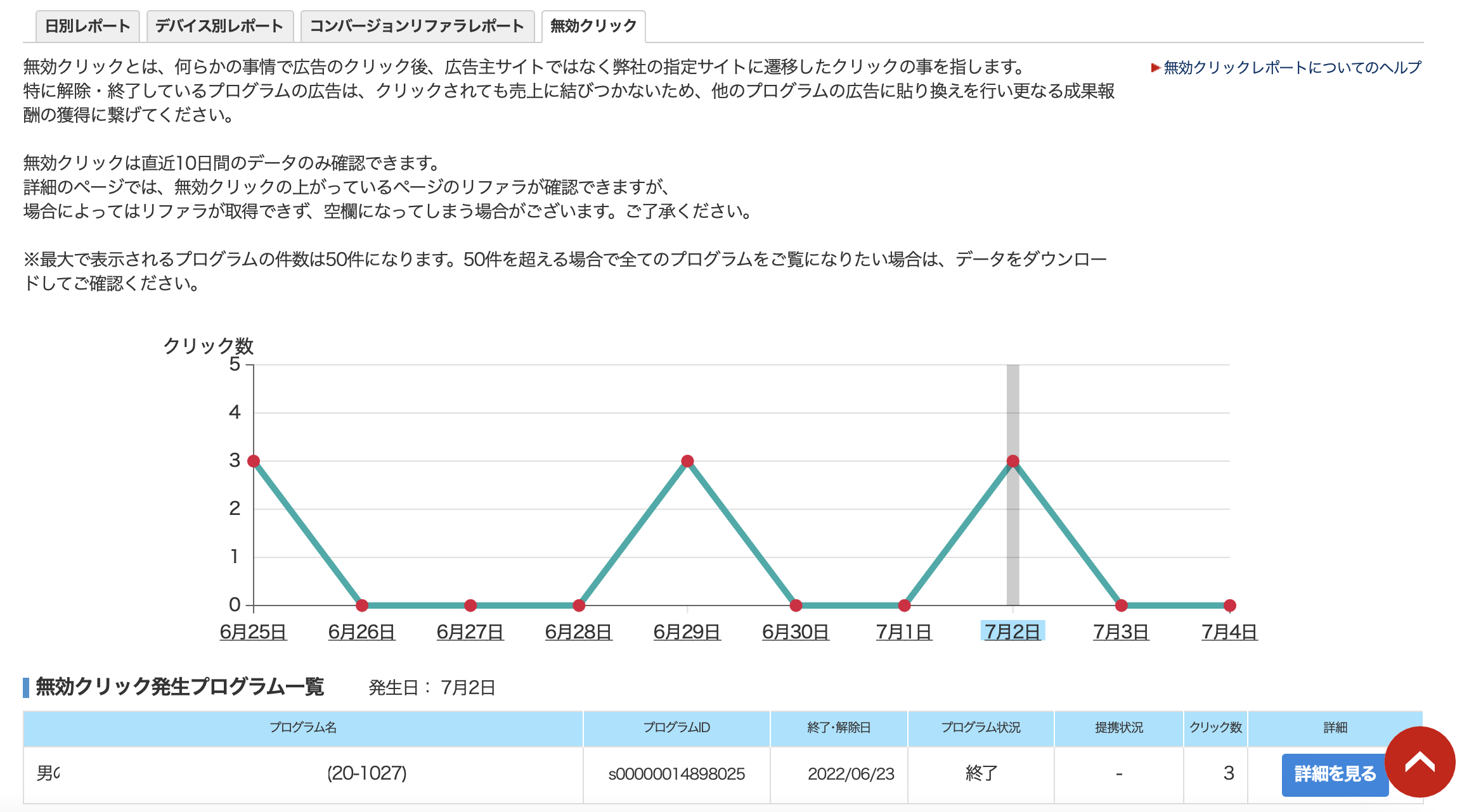 終了広告による無効クリックの確認と削除3